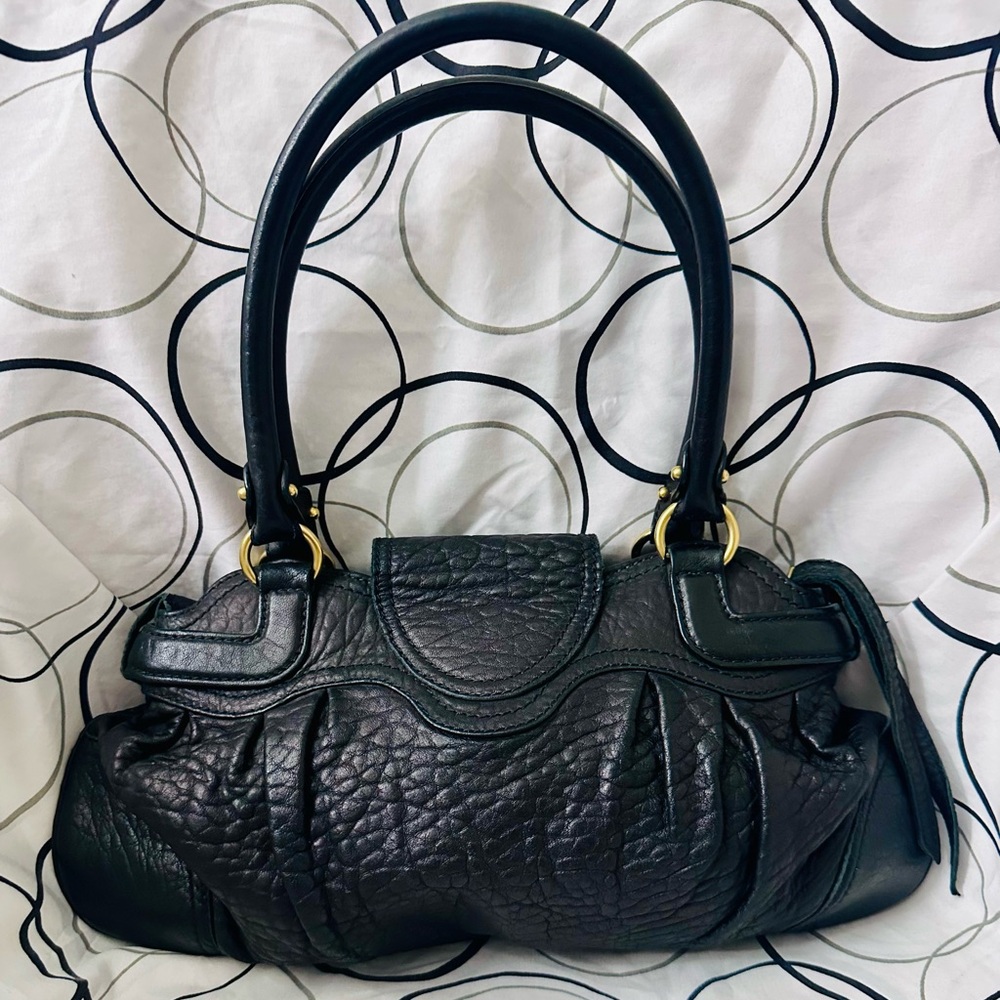 Salvatore Ferragamo Black Leather Shoulder Bag with Gold Accents - Picture 2 of 10